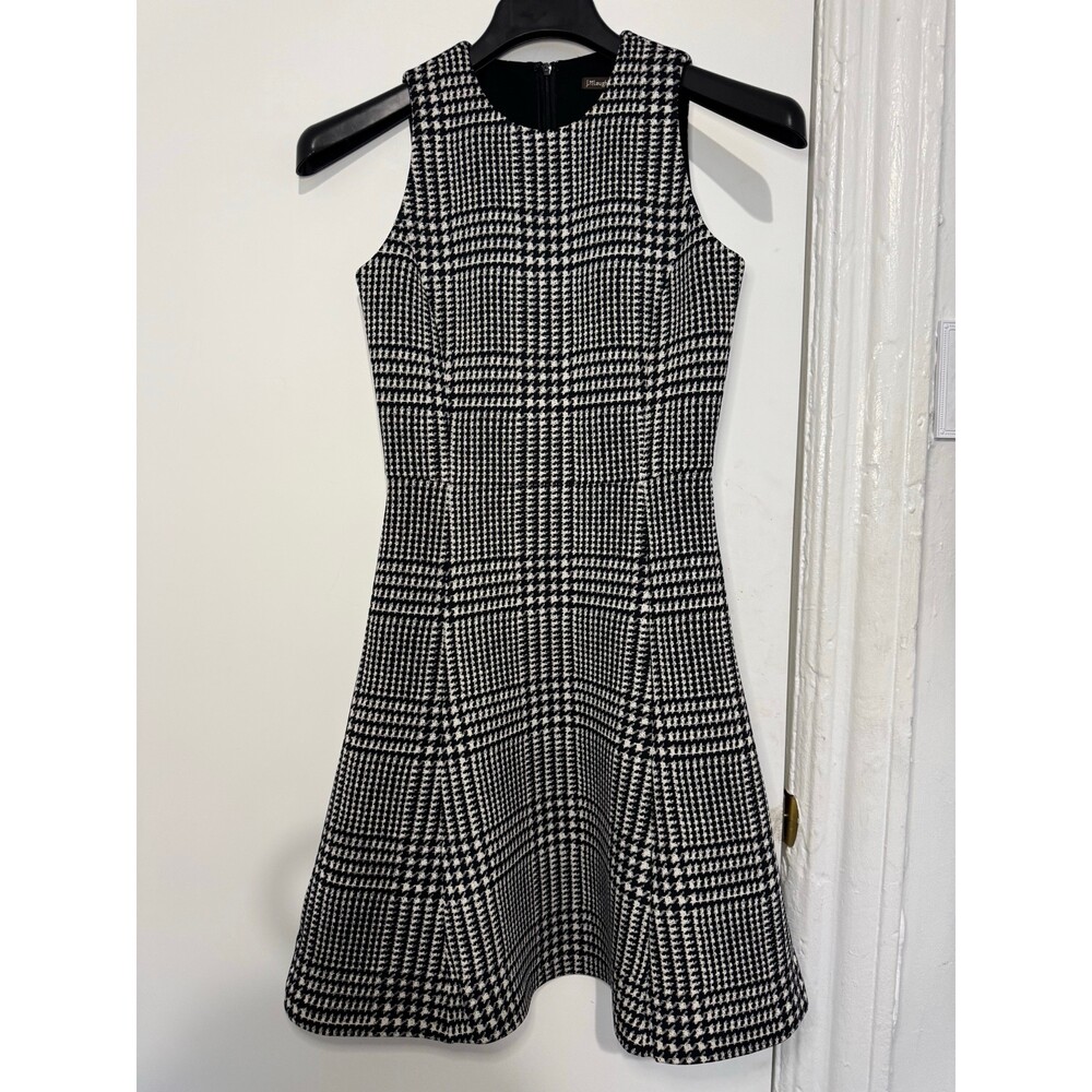 J McLaughlin Houndstooth Fit Flare Dress XS Sleeveless Structured Knit A Line